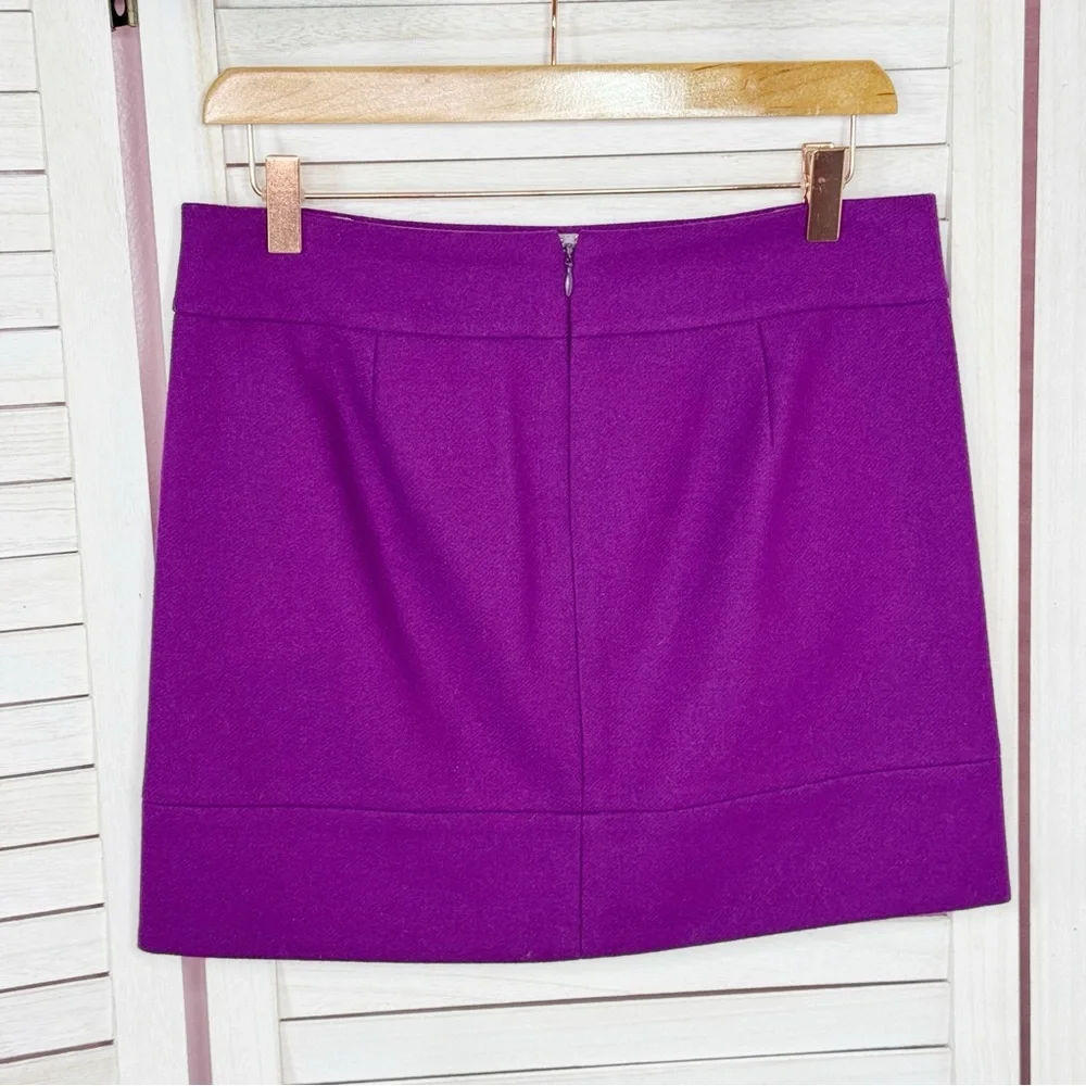 J.Crew‎ Wool Blend A Line Pencil Mini Skirt Electric Purple Size 2 - Picture 9 of 13